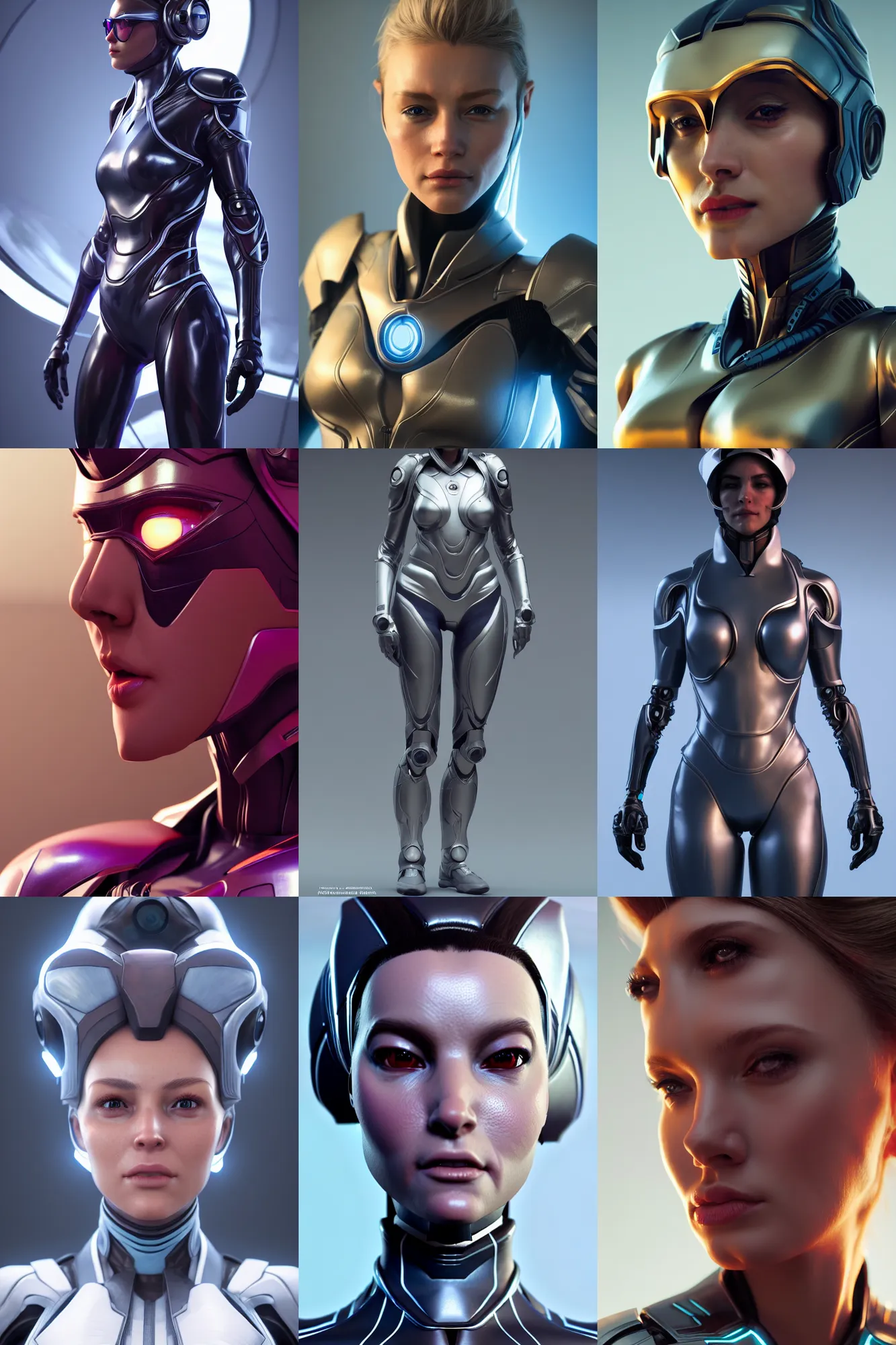 Prompt: hyper realistic portrait of a beautiful female character design with futuristic suit, art by frederic arsenault and guillaume mahieu and brad rigney. 3 d, trending on artstation, hiperdetailed, 8 k, vray, octane render, cinematic lighting