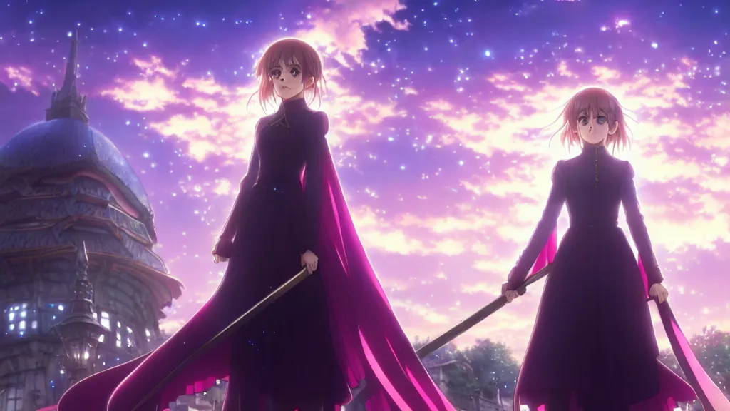 Image similar to medium portrait emma watson in heavens feel movie, detailed face, violet evergarden, tokyo, ufotable, key visual, cinematic, city background, night time, street, fate stay night, unlimited blade works, greg rutkowski, high resolution, street clothes, anime, high budget