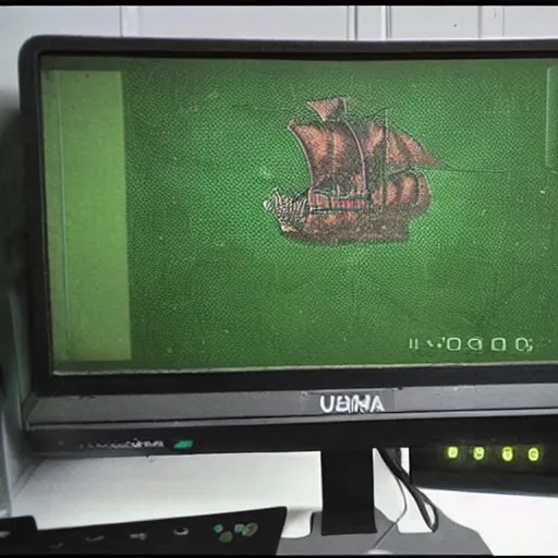 Prompt: playing a computer game on an old black and green screen monitor in 1 9 8 5, ultima 4 adventure game