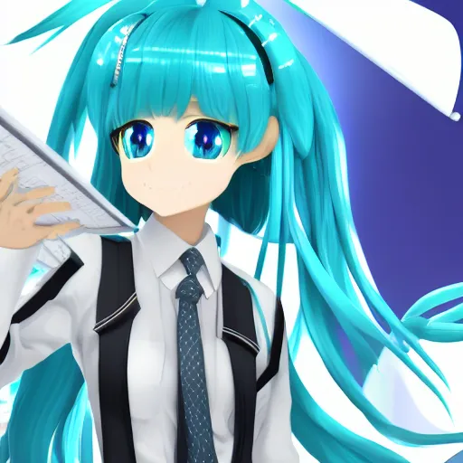 Prompt: Hatsune Miku as a weather services chief, epic. 4k resolution, anime, pixiv, extremely detailed - C 10
