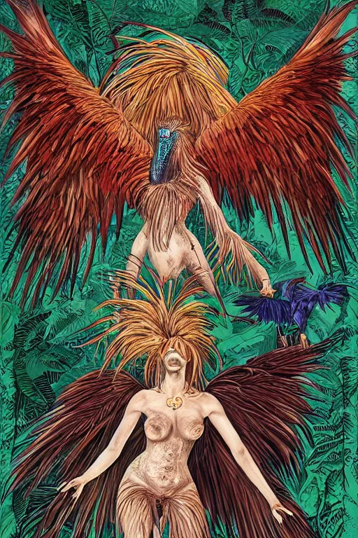 Prompt: portrait of hannah murray as a Nicobar Pigeon Hoatzin hybrid harpy Angel by todd mcfarlane