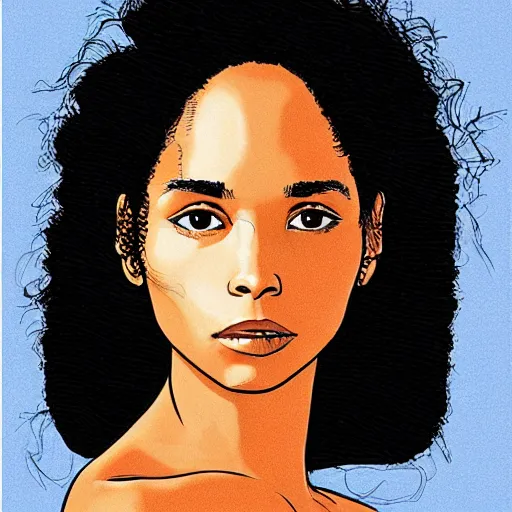 Image similar to “ zoe kravitz retro minimalist portrait by jean giraud, moebius starwatcher comic, sharp, smooth face, 8 k ”