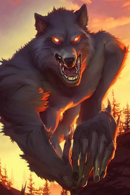 Image similar to werewolf Video game icon design , 2d game fanart behance hd by Jesper Ejsing, by RHADS, Makoto Shinkai and Lois van baarle, ilya kuvshinov, rossdraws global illumination