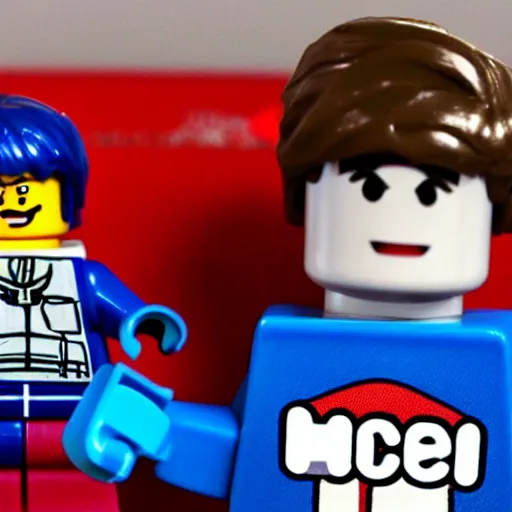 Image similar to mr. beast from youtube, is a lego character