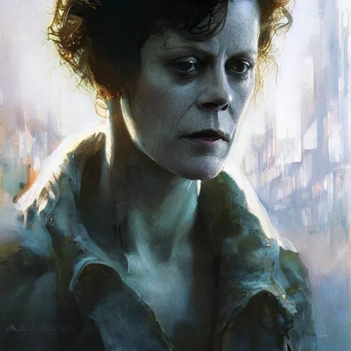 Prompt: sigourney weaver, hyperrealistic portrait, bladerunner street, art of elysium by jeremy mann and alphonse mucha, fantasy art, photo realistic, dynamic lighting, artstation, poster, volumetric lighting, very detailed face, 4 k, award winning