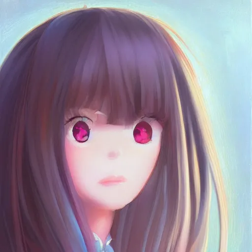 Prompt: CSP oil painting of a beautiful pretty pure kawaii cute lovely innocent elegant hot nice sweet girly feminine long hair anime waifu sister girl Trending on Pixiv