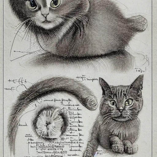 Image similar to anatomy of a cat, da vinci notes, ultradetailed