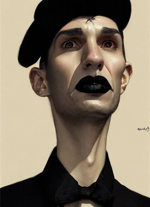 Image similar to portrait of a man with a crooked nose and a confident expression, 1 9 6 0 s, black clothes, goth, punk, funk, intricate, elegant, highly detailed, digital painting, artstation, concept art, smooth, sharp focus, illustration, art by wlop, mars ravelo and greg rutkowski