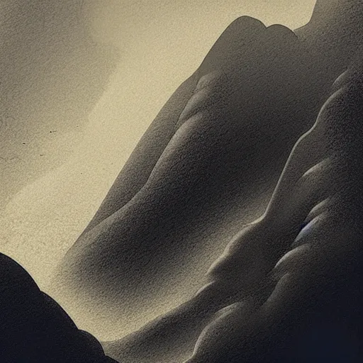 Prompt: “ aerial view of a mountain, fog on the ground, vector art, by greg rutkowski ”