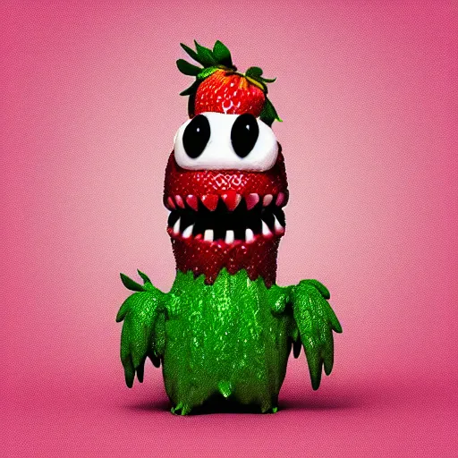 Image similar to strawberry creature with multiple eyes