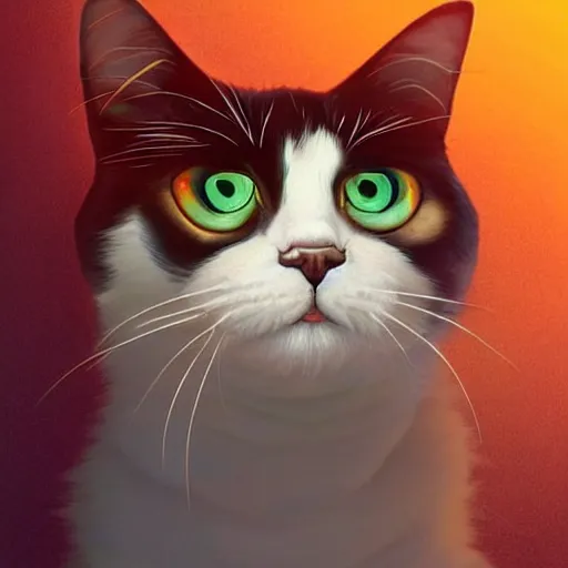 Image similar to symmetry!! portrait of cool and good - looking ragdoll cat, long cat hairs, big cat eyes, colorful lighting, hyperrealistic, trending on pixiv fanbox, style of marvel cinematic universe,