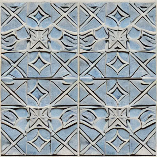 Image similar to maze, thin lines, carved soapstone relief paneling white and pale blue