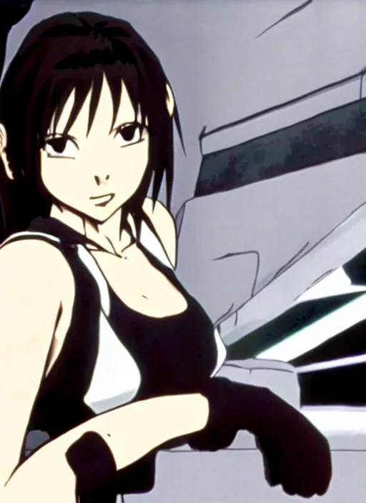 Image similar to anime still of tifa lockhart in the tv show initial d