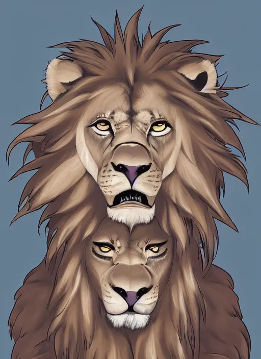 Image similar to digital painting of a lion wearing a loincloth, fursona, furry art, stylized, cel shaded, ultra detailed, anime key visual, wlop