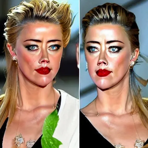 Image similar to a [ gourd ] carved shaped to look like ( amber heard ) face hybrid intercross