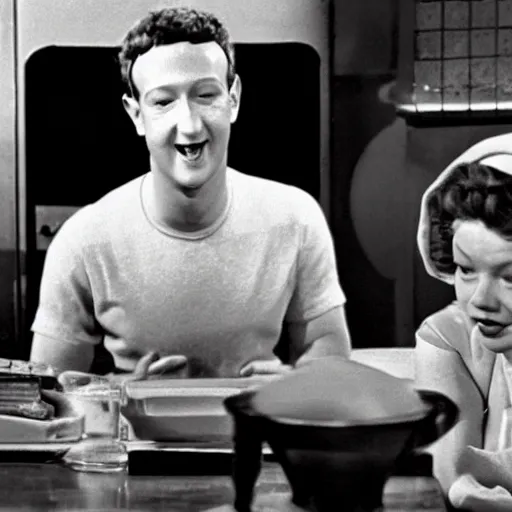 Prompt: mark zuckerberg in i love lucy ( 1 9 5 1 )