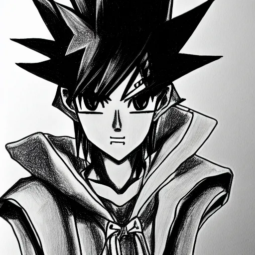 Image similar to portrait drawing of yugi muto by kazuki takahashi