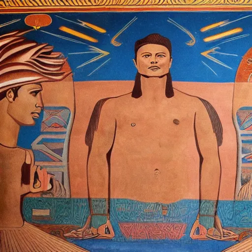 Image similar to elon musk as sumerian mural