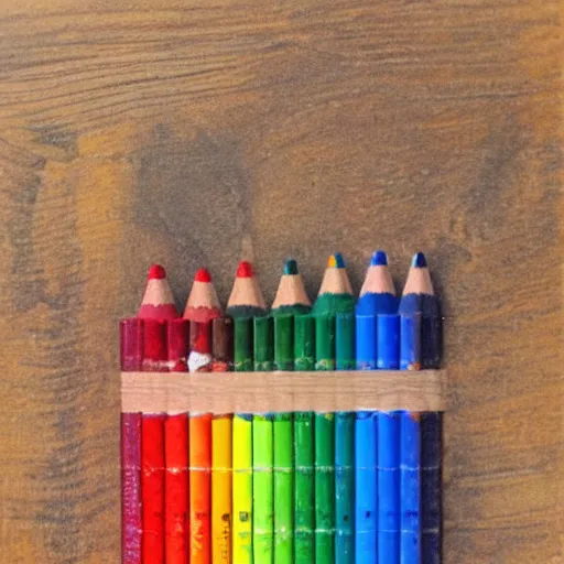 Prompt: the last seconds of life, crayons on wood