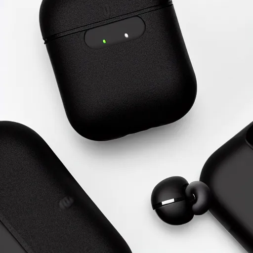 Image similar to black airpods pro case with marshmallow design on the case, studio, product photo