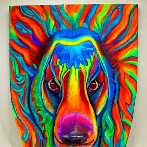 Image similar to painting of a psychedelic animal sculpture