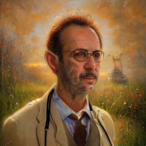 Image similar to Didier Raoult the French doctor saves the world, realistic, detailed, cinematic light, art by catholic saints