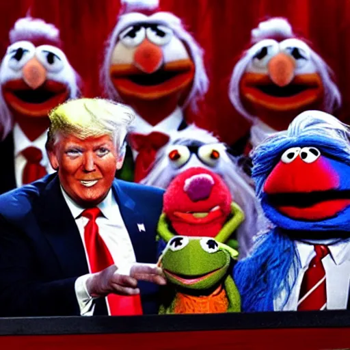 Prompt: Donald-Trump-muppet on the Muppet Show
