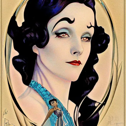 Image similar to an art nouveau streamline moderne portrait in the style of charles dulac and anna dittmann and donato giancola.