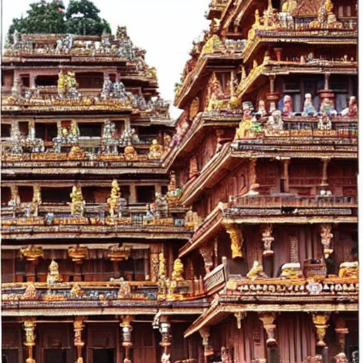 Prompt: a highly detailed beautiful temple by raghu rai's work