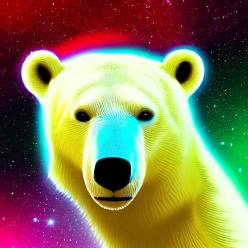 Image similar to a polar bear, neon background