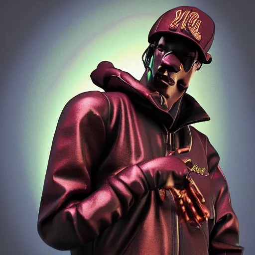 Image similar to Travis Scott as a vinyl figure, octane render, 3d rendering, light, studio,