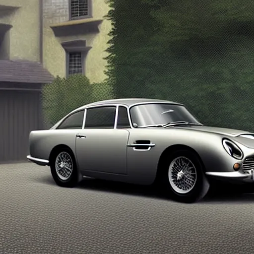 Prompt: a pencil sketch of anaston martin db 5, in a rich london mews residential street, medium range, studio ghibli, ( pixar ) and disney animation, sharp, very detailed, unreal engine 5 render, bloom, high resolution, anime key art by greg rutkowski