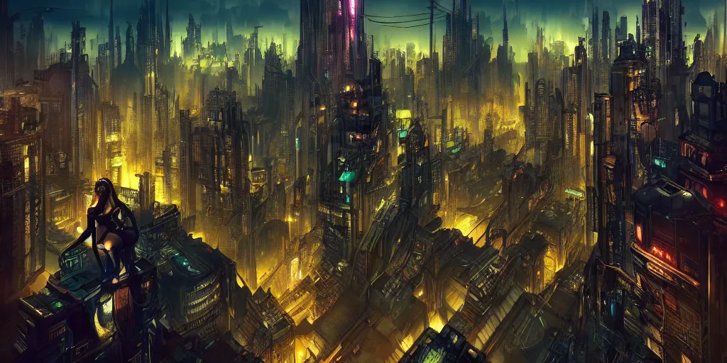 Image similar to axonometric cyberpunk city, by Rolf Armstrong and Evelyn De Morgan and Bastien Lecouffe-Deharme, dramatic lighting, high contrast colors, baroque, empyrean, panoramic view, as trending on Artstation, highly detailed, cryengine,