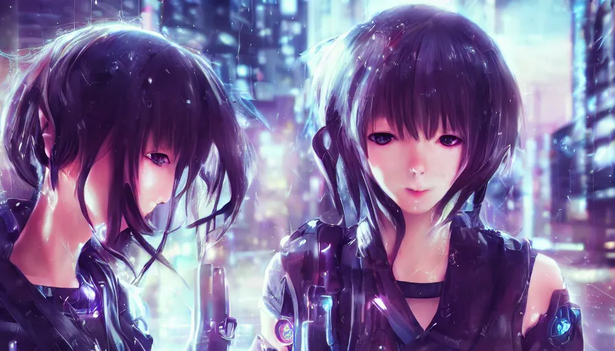 Anime Girl Purple Eyes Cyberpunk, anime-girl, anime, cyberpunk, artist,  artwork, HD wallpaper