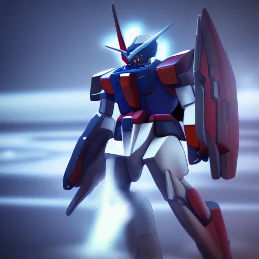 Prompt: Gundam battle suit, concept art, cinema 4d render, Ray tracing reflection,