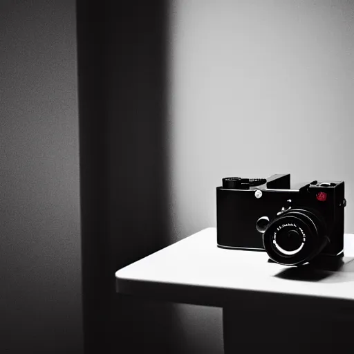 Prompt: a leica picture of a black ethnographic object in a white room