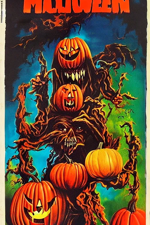 Prompt: halloween 1 9 7 8 painted by basil gogos for the cover of famous monsters magazine, pulp style, vintage, seventies, saturated color