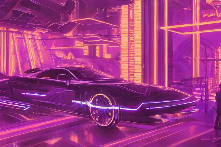 Image similar to A highly detailed rendering bitcoin demand, soft neon purple lighting, reflective surfaces, sci-fi concept art, by Syd Mead and H.R.Giger, highly detailed, oil on canvas