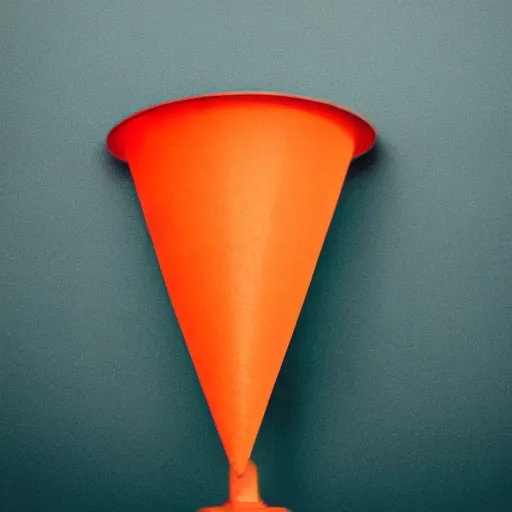 Prompt: a cone on a pedestal, intricately patterned, thrilling, side view, overall effect, silhouette, abstract