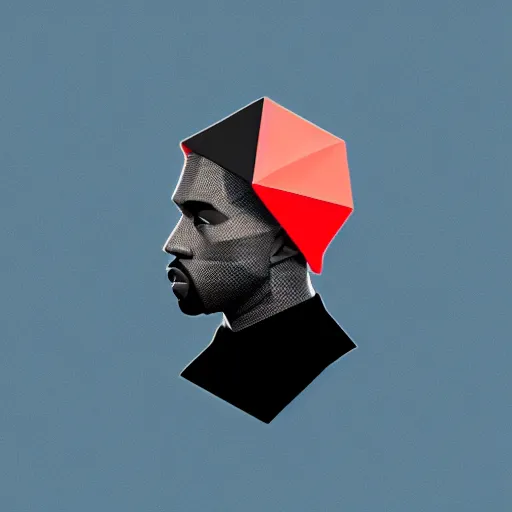 Prompt: low poly, isometric 3 d, white background, high definition, origami kanye west, hd, 4 k, 8 k