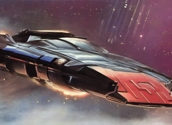 Prompt: ( ( ( ( ( knight rider kitt, car concept art, sci - fi illustration, painting ) ) ) ) ) by vincent di fate and john berkey and speed racer mach 5!!!!!!!