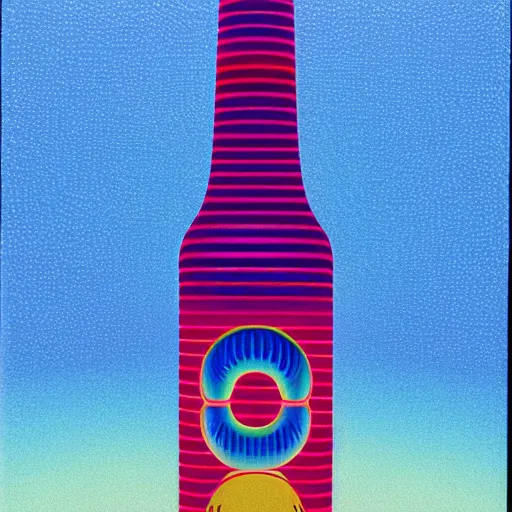 Prompt: beer bottle by shusei nagaoka, kaws, david rudnick, airbrush on canvas, pastell colours, cell shaded, 8 k