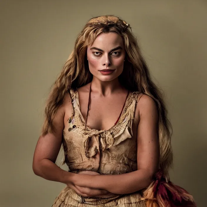 Image similar to portrait of Margot Robbie as Inem Pelayan, by Charlotte Grimm, natural light, detailed face, CANON Eos C300, ƒ1.8, 35mm, 8K, medium-format print