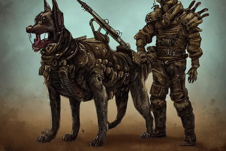 Image similar to a good ol'hound dog fursona ( from the furry fandom ), heavily armed and armored facing down armageddon in a dark and gritty version from the makers of mad max : fury road. witness me.