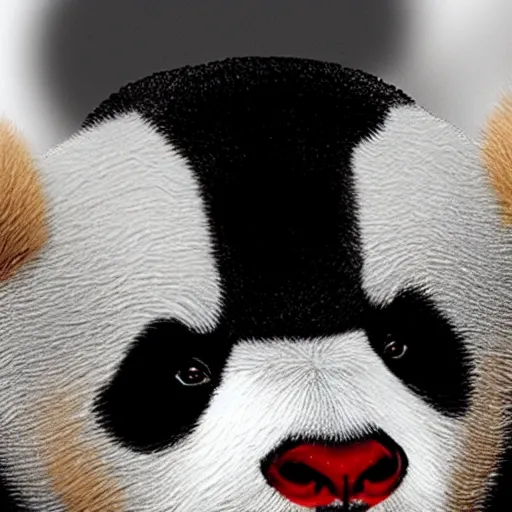 Prompt: ( ( ( ( (! a panda bear! ) ) ) ) ) wearing red lipstick!!!!!!!!!!!!!