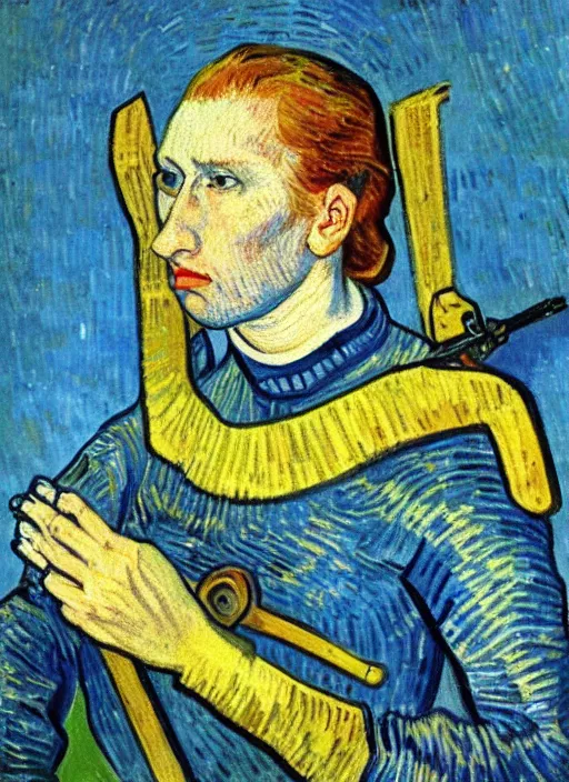 Image similar to !! portrait of joan d'arc!! by van gogh, detailed expressionist oil painting masterpiece with detailed face, 8 k resolution, smooth, sharp focus