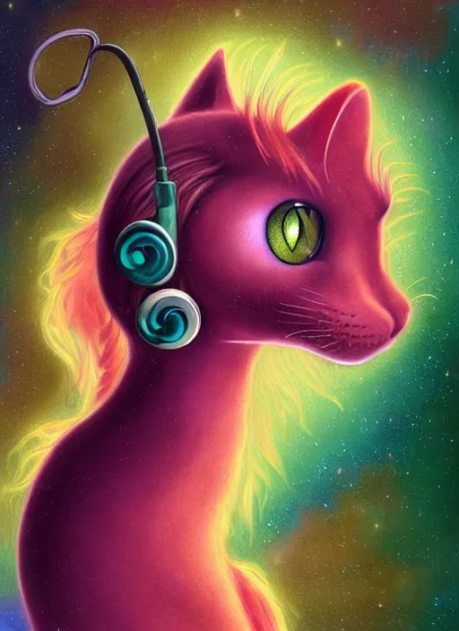 Prompt: cat seahorse fursona wearing headphones, autistic bisexual graphic designer, long haired attractive androgynous humanoid, coherent detailed character design, weirdcore voidpunk digital art by delphin enjolras, leonetto cappiello, louis wain, amy sol, naoto hattori, furaffinity, cgsociety, trending on deviantart