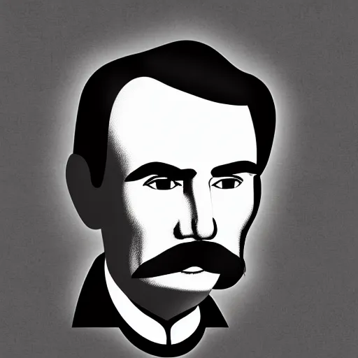 Prompt: taras shevchenko. face. old, balding, very long moustache. simple vector graphics icon by andy warhol