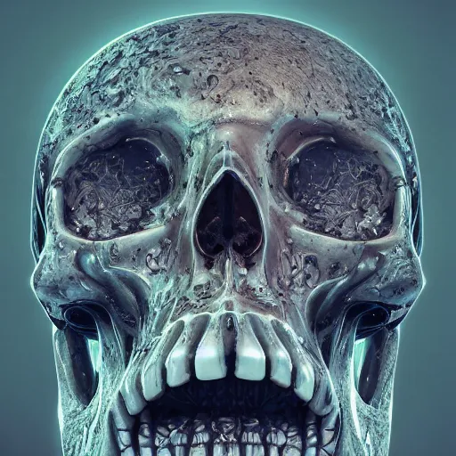 Image similar to portrait_of_a_melting_skull._intricate_abstract._intricate_artwork._by_Tooth_Wu_wlop_beeple_dan_mumford._octane_render_trending_on_artstat