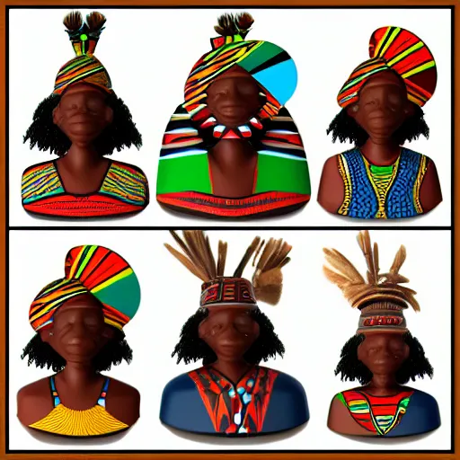 Image similar to african tribal chief vinyl art toy, detailed product photo, 3 d render,